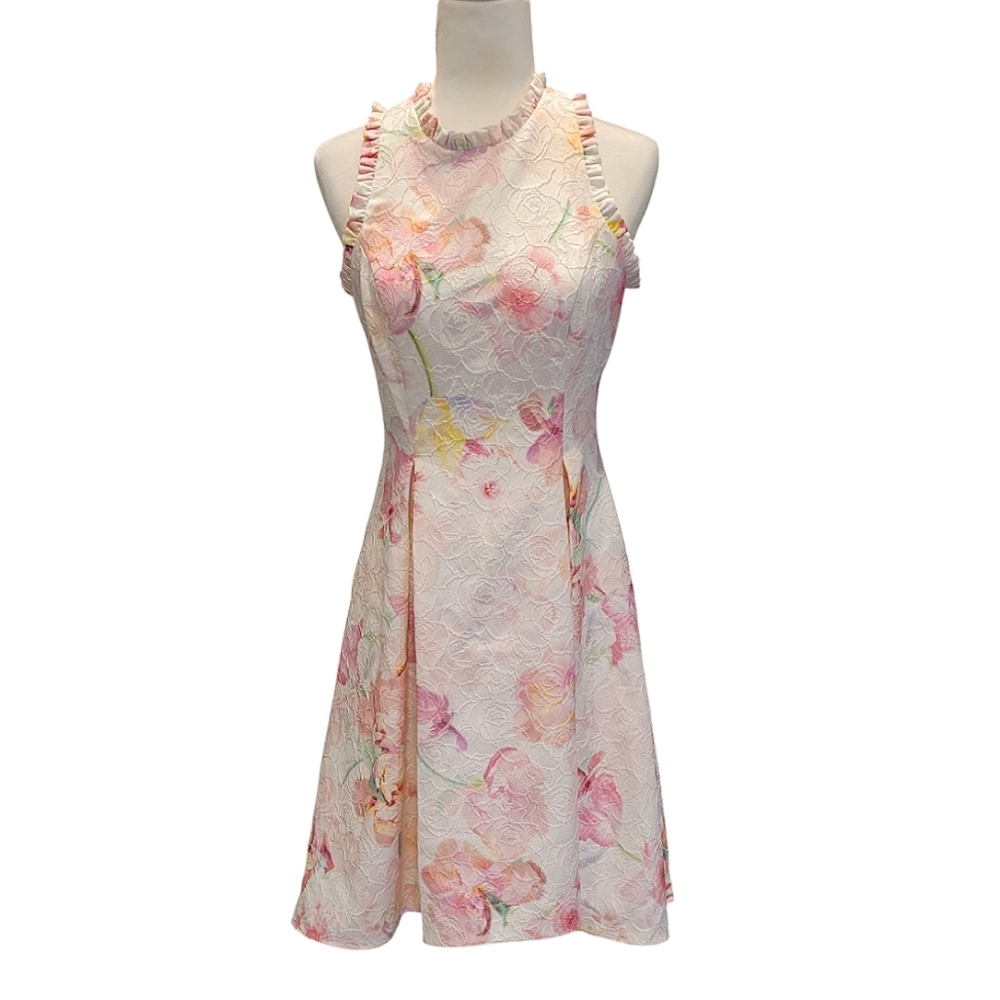 Adrianna Papell Pink Floral High-Low Dress